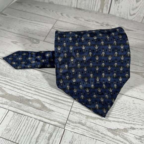 Ron Chereskin 62"x4" Tie Silk Blue Patterned Classic Office Vintage Korea Dapper - Picture 2 of 7